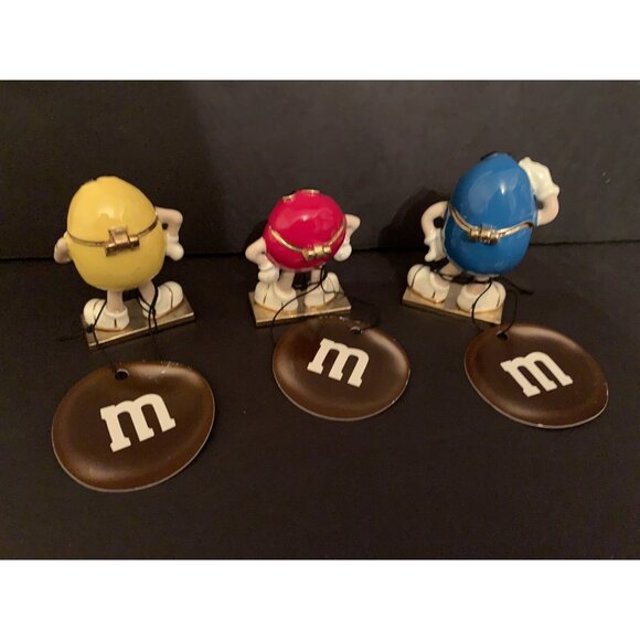 Yellow Red Blue M&M’s Monet Trinket Jewelry Box Enamel Hinged lot of 3 NWT $75 - Picture 2 of 7